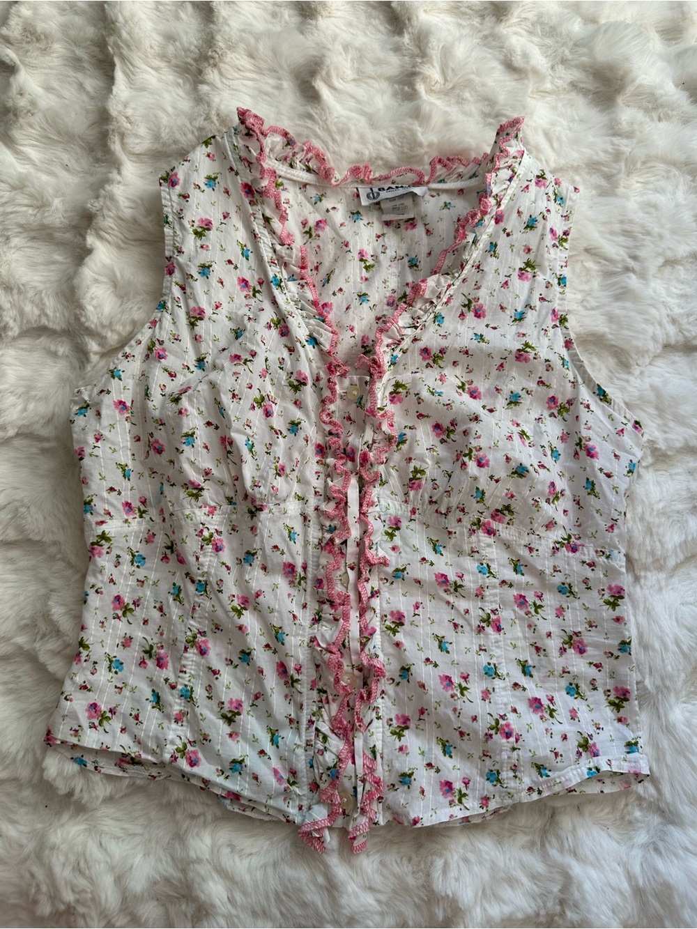Floral Pink Trim Detail Tank Top- Women’s Must Have Stylish Essentials